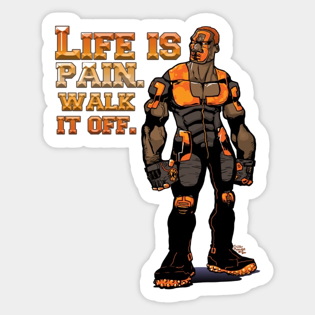 Agent Orange: Life Is Pain Sticker by Samax